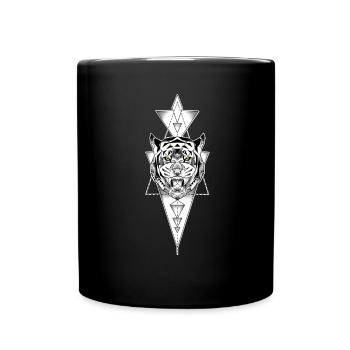 Tiger Geometric Stil | Gold leuchtende Augen - Tasse einfarbig - Schwarz - Vorne