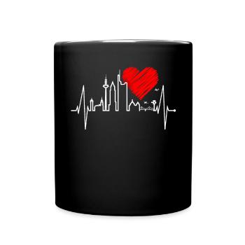 Francfort skyline battement de coeur fan love heart Hessen - Mug uni - noir - Devant
