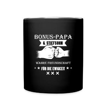 Bonus Papa Stiefvater Stiefpapa Stiefsohn T-Shirt - Tasse einfarbig - Schwarz - Vorne