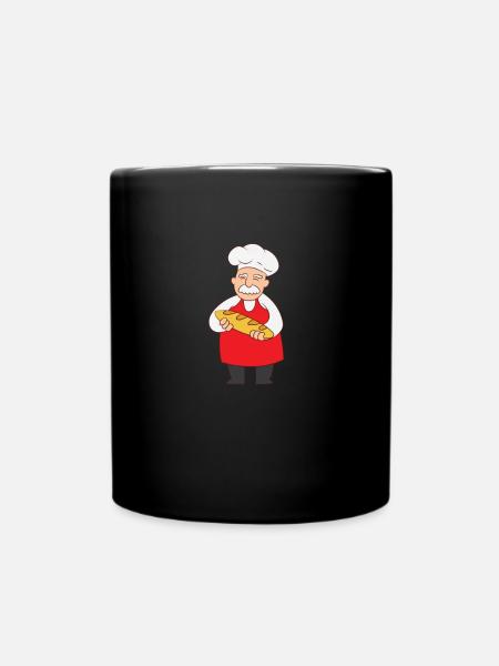 Bäcker - Bäcker mit Brot in der Hand - Tasse einfarbig - Schwarz