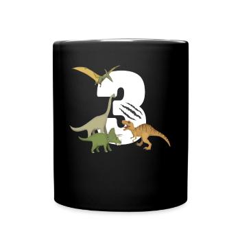 Dinosaure d'anniversaire pour enfants 3e anniversaire dinosaure - Mug uni - noir - Devant