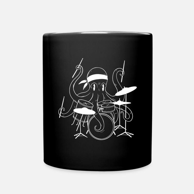 Krake Schlagzeug - Tasse einfarbig - Schwarz