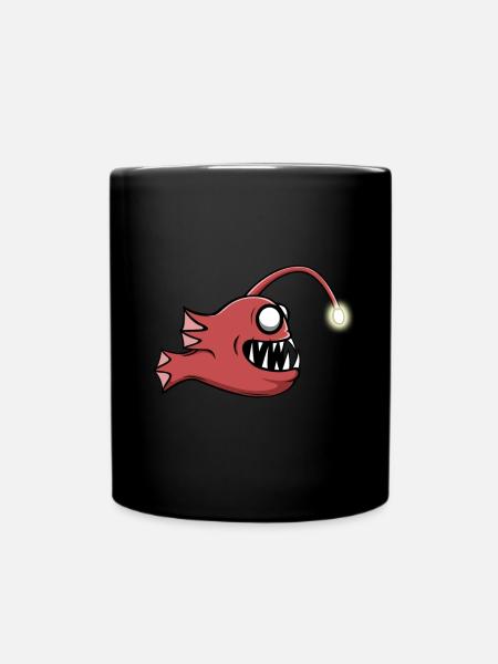 Anglerfisch Tiefsee Angelsport retro Angler Lustig - Tasse einfarbig - Schwarz
