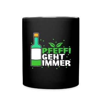 Pfeffi geht immer Vintage Alkohol Schnaps lustig L - Tasse einfarbig - Schwarz - Vorne