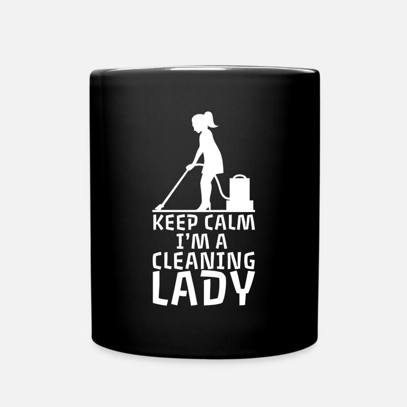 Keep Calm I'm a Cleaning Lady retro cleaner - Mug uni - noir