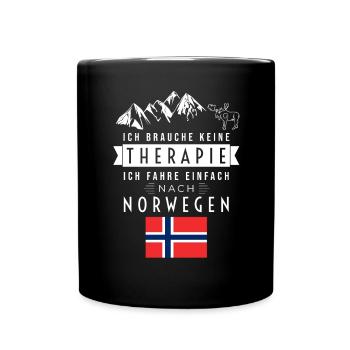 Ich brauche keine Therapie Norwegen Spruch - Tasse einfarbig - Schwarz - Vorne