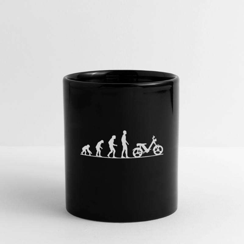 Evolution Affe Mensch Zweitaktfahrer Moped Töffli Tasse einfarbig