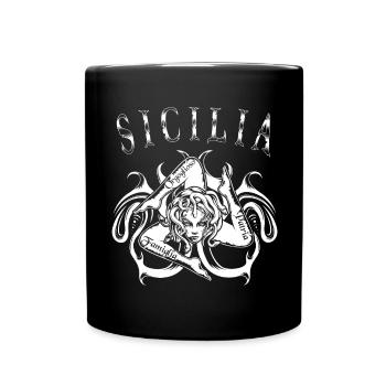 Sicilia Trinacria Italie maison cadeau famille - Mug uni - noir - Devant
