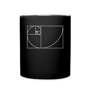 Fibonacci Spirale - goldener Schnitt in weiß - Tasse einfarbig - Schwarz - Vorne