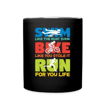 Triathlon Fahrrad - Tasse einfarbig - Schwarz - Vorne