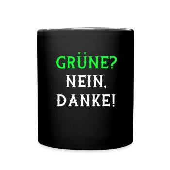 Grüne nein Danke retro Politik Statement - Tasse einfarbig - Schwarz - Vorne