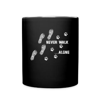 Never walk alone dog paw shoe print - Full Colour Mug - black - Front