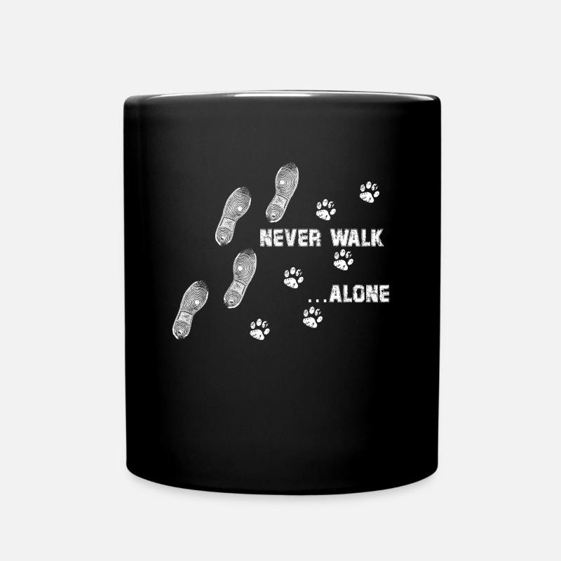 Never Walk Alone Hund Pfote Schuhabdruck - Tasse einfarbig - Schwarz