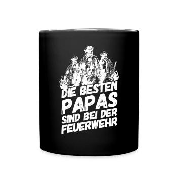 Feuerwehr Sprüche Vatertag - Tasse einfarbig - Schwarz - Vorne