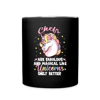 Köche sind fabelhaft und magisch wie nur Einhörner - Tasse einfarbig - Schwarz - Vorne