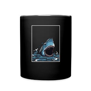 Weißer Hai Fisch See Ocean Fluss Fischer Hobby - Tasse einfarbig - Schwarz - Vorne