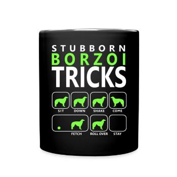 Stubborn Borzoi Tricks - Full Colour Mug - black - Front