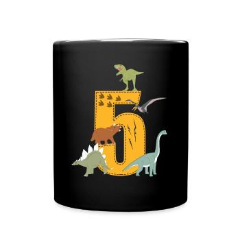 Birthday 5 years dinosaur Dino 5th birthday - Full Colour Mug - black - Front