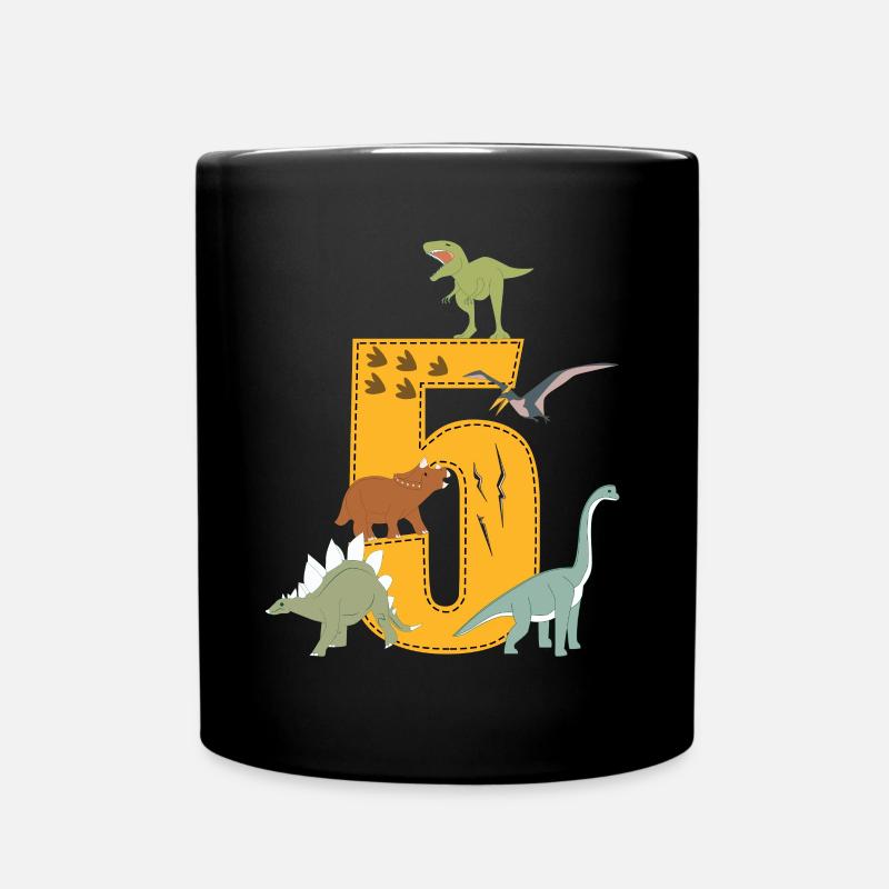Anniversaire 5 ans dinosaure Dino 5e anniversaire - Mug uni - noir