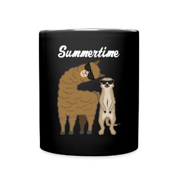 Summer summertime llama meerkat gift holiday - Full Colour Mug - black - Front