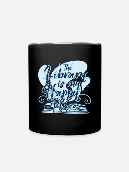 La bibliothèque est mon endroit heureux - Mug uni - noir