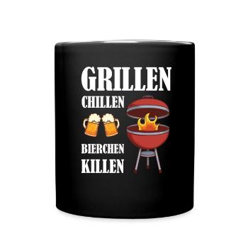 grillen fleisch bbq gartenparty grillfest geschenk - Tasse einfarbig - Schwarz - Vorne