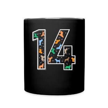 14th birthday dog fourteen year gift - Full Colour Mug - black - Front