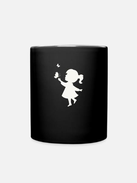 Mädchen mit Schmetterlingen - Tasse einfarbig - Schwarz
