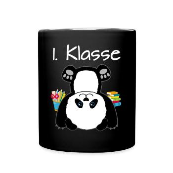 1. Klasse Panda Einschulung Geschenk 2020 - Tasse einfarbig - Schwarz - Vorne