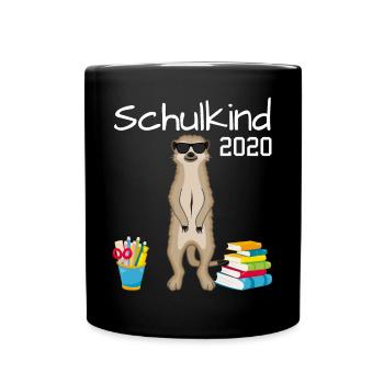 Schulkind Erdmännchen Einschulung Geschenk 2020 - Tasse einfarbig - Schwarz - Vorne