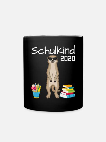 Schulkind Erdmännchen Einschulung Geschenk 2020 - Tasse einfarbig - Schwarz