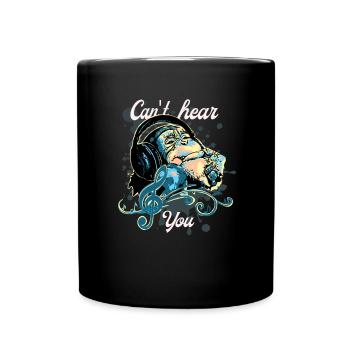 Monkey with Headphones - Music - Can't Hear You - Full Colour Mug - black - Front
