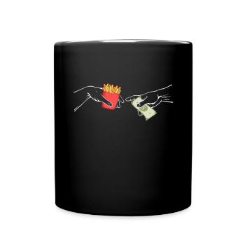 Die Zerstörung Verfettung Adams Michelangelo Hand - Tasse einfarbig - Schwarz - Vorne