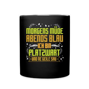 Platzwart Groundsman Greenkeeper Campingplatz - Tasse einfarbig - Schwarz - Vorne