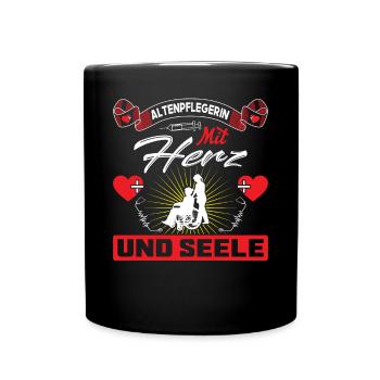 Altenpflegerin Altenpfleger Pfleger Pflegehelfer - Tasse einfarbig - Schwarz - Vorne