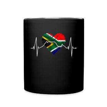 Cape Town Skyline Heart South Africa Flag Table Mountain - Full Colour Mug - black - Front