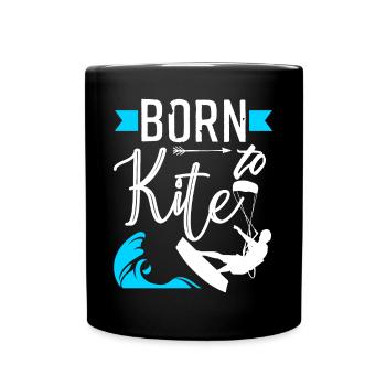 Born To Kite Kitesurfing - Full Colour Mug - black - Front