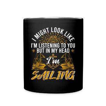 Dans ma tête, je navigue cadeau drôle de marin - Mug uni - noir - Devant