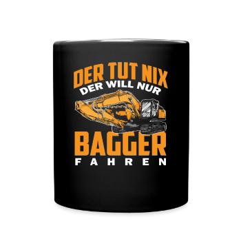 Baggerfahrer Baumaschine - Tasse einfarbig - Schwarz - Vorne