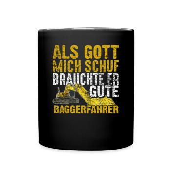 Baggerfahrer Arbeit - Tasse einfarbig - Schwarz - Vorne