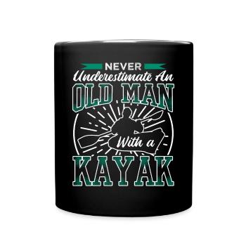 Never Underestimate An Old Man With A Kayak - Full Colour Mug - black - Front
