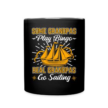 Real Grandpas Go Sailing Funny Sailor - Full Colour Mug - black - Front