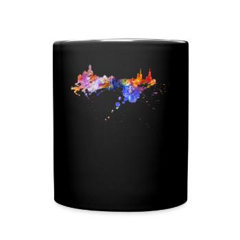 Dresden Skyline Graffiti Shirt aus Sachsen Farben - Tasse einfarbig - Schwarz - Vorne