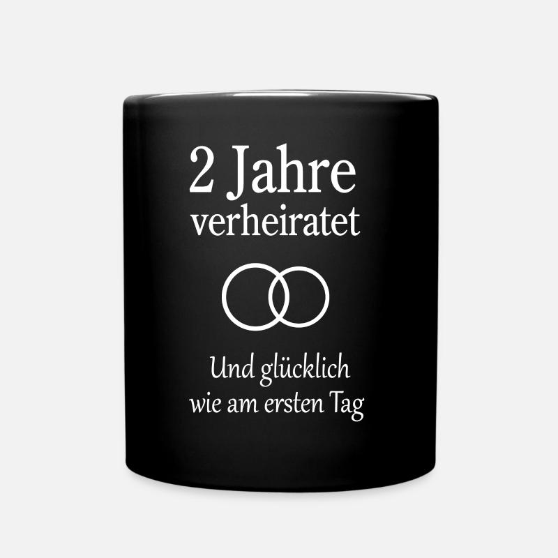Hochzeitstag Jahrestag 2 Jahre Geschenk Mann Frau - Tasse einfarbig - Schwarz