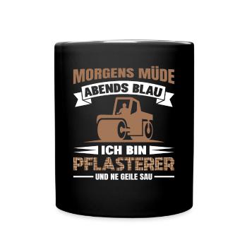 Pflasterer Steinleger Pflästerer Bau Pflastern - Tasse einfarbig - Schwarz - Vorne