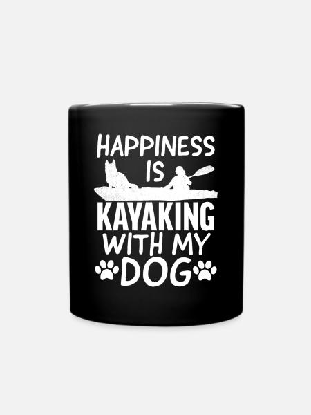 Happiness Is Kayaking With My Dog - Full Colour Mug - black