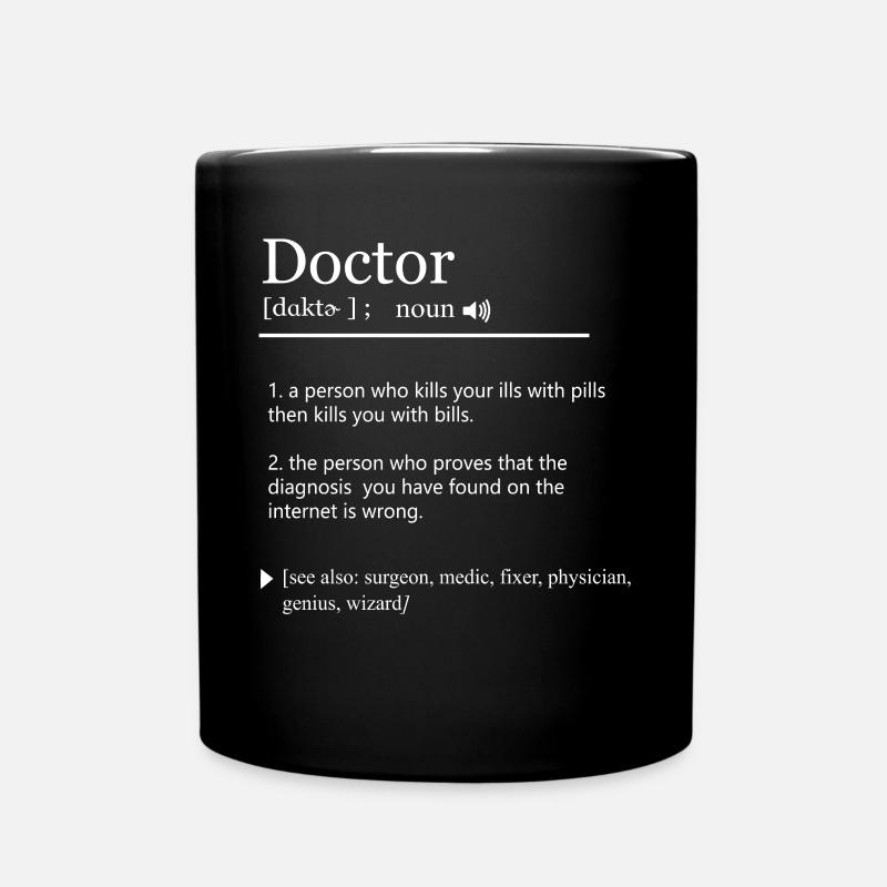 Funny Doctor Definition - Tasse einfarbig - Schwarz