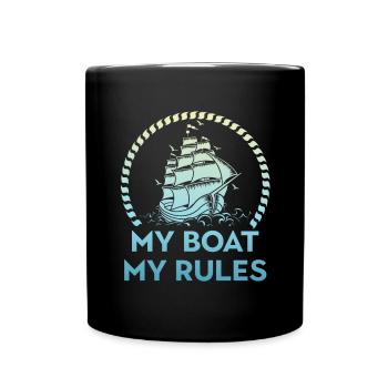 Bootskapitän Mein Boot Meine Regeln Segelboote Seg - Tasse einfarbig - Schwarz - Vorne