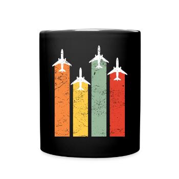 Pilot Aviation Flugzeug Flieger Geschenk Retro - Tasse einfarbig - Schwarz - Vorne