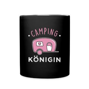 Camping Queen - Tasse einfarbig - Schwarz - Vorne